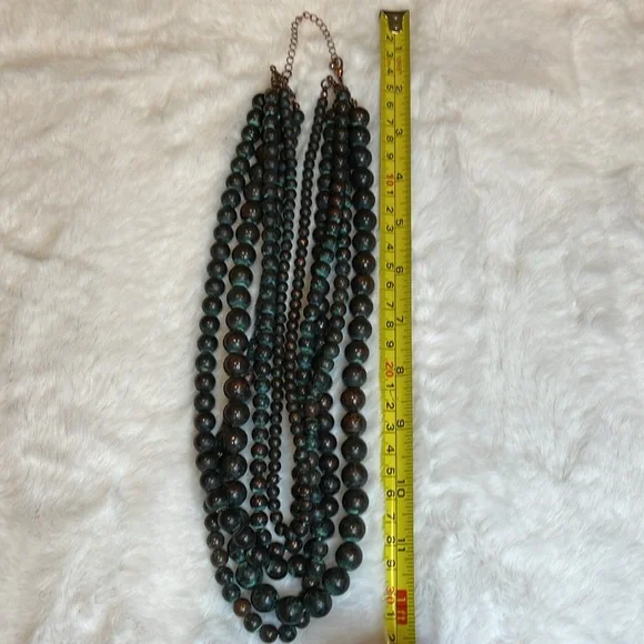 Multi Strand Patina Beaded Ajustable Necklace - Picture 9 of 9